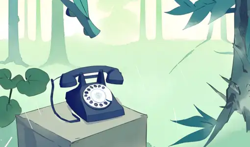 Dessin d'un téléphone en forêt