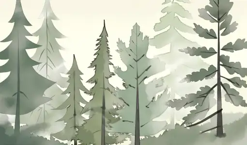 Dessin d'arbres résineux en forêt