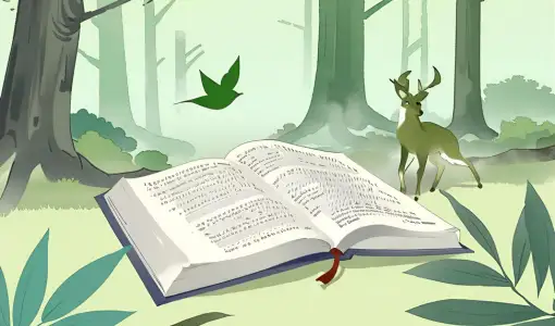 Dessin d'un livre dans une forêt